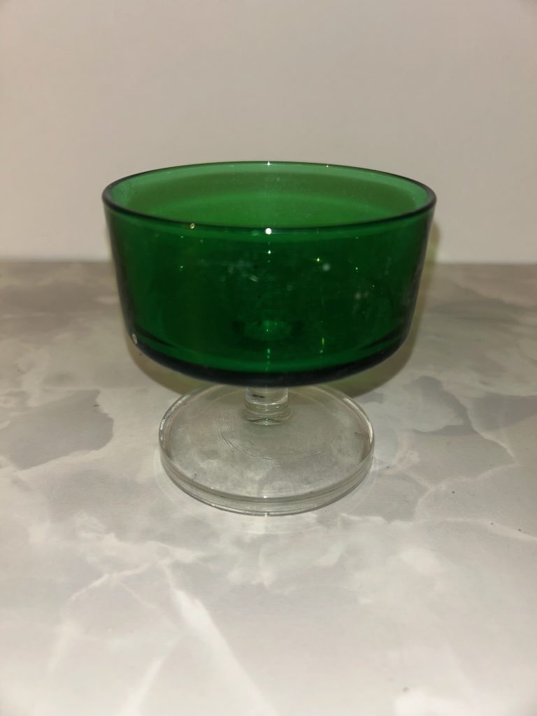Vintage 1970s Luminarc France "Cavalier" Emerald Green Sherbet / Dessert Glass